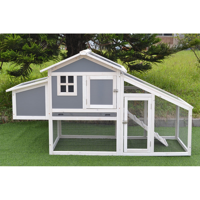 Harbert Fir Wood Hutch Chicken Coop With Roosting Bar And Chicken Run