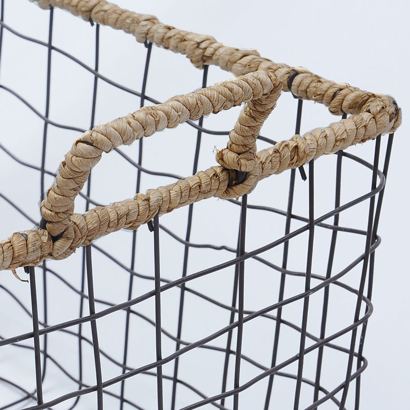 AdecoTrading 3 Piece MultiPurpose Rectangular Iron Wired Basket Set