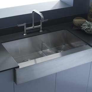Farmhouse Sink With Divider Wayfair Vault 35 5 L X 21 25 W Farmhouse A Kitchen Sink