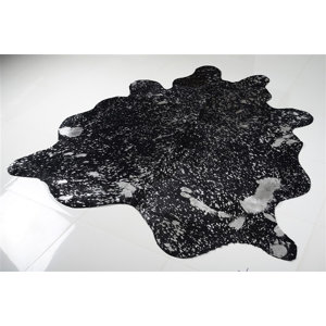 Alverson Metallic Cowhide Hand Woven Silver/Black Area Rug