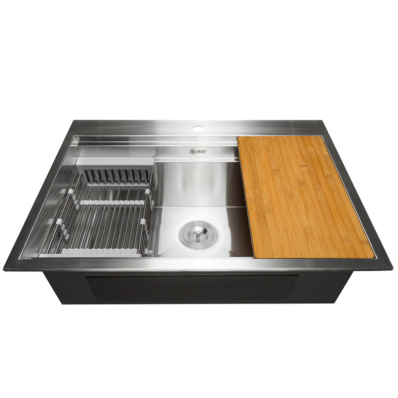 AKDY 32" x 22" Drop-In Kitchen Sink with Basket Strainer ...