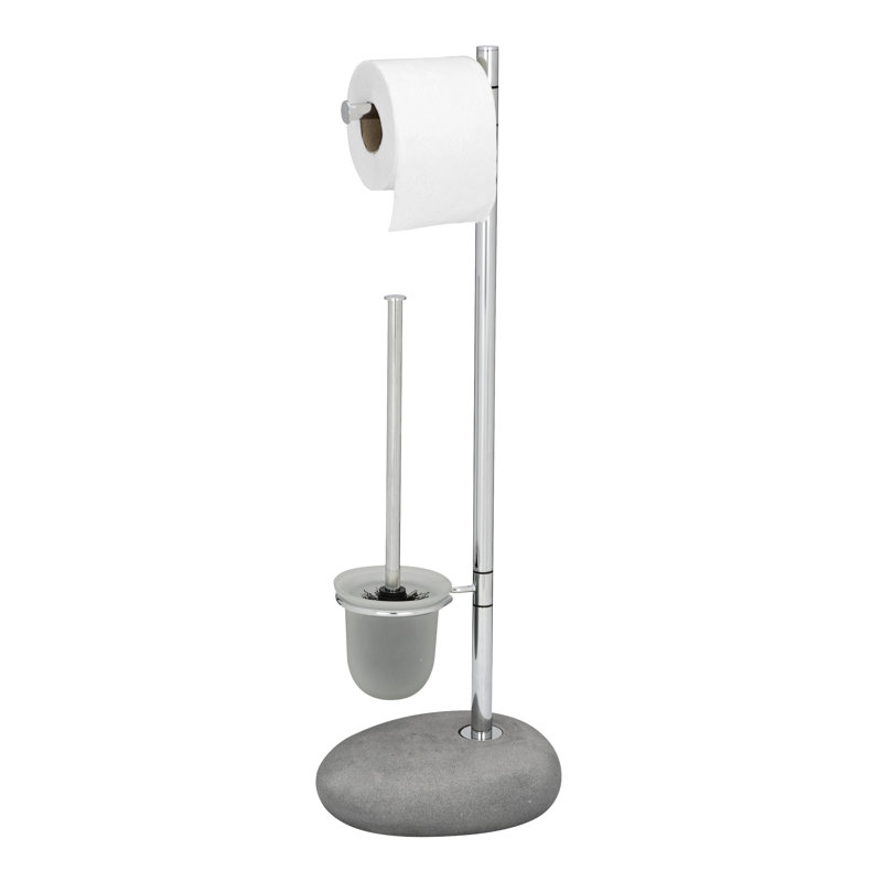 Wenko Pebble Stone Free Standing Toilet Roll and Brush Holder Wayfair