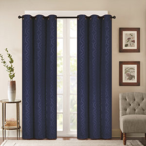 Madison Embossed Geometric Blackout Grommet Curtain Panel Pair