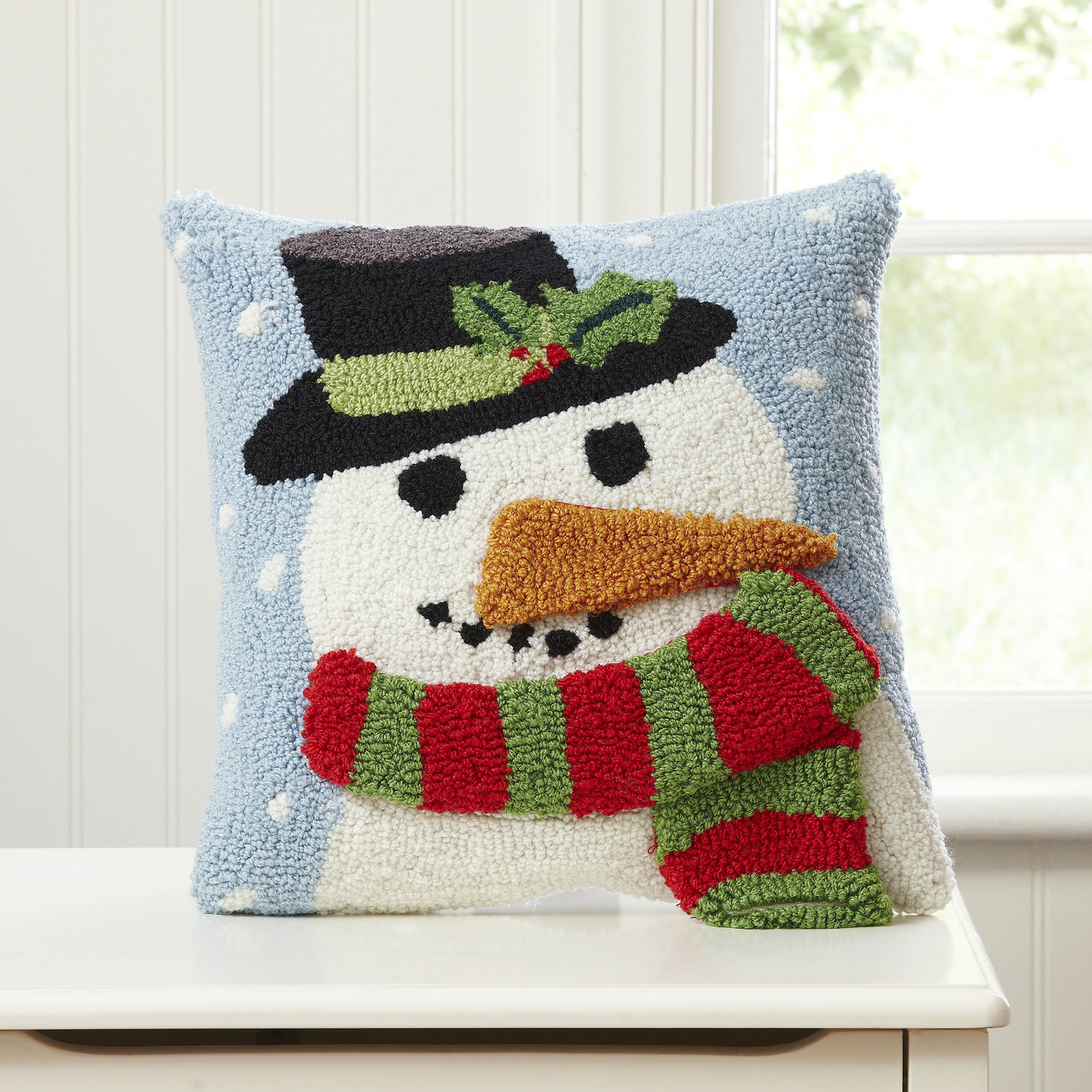 The Holiday Aisle Johson Snowman Huggable Hooked Pillow Reviews Wayfair