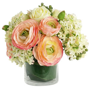 Artificial Silk Mixed Floral Arrangements in Decorative Vase