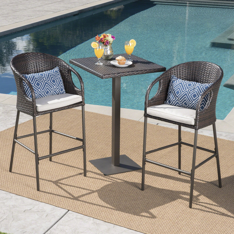 Cordelia 3 Piece Bar Height Dining Set With Cushions
