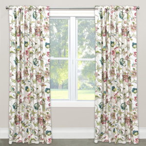 Nature/Floral Blackout Rod Pocket Single Curtain Panel