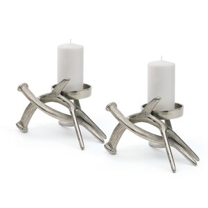 Hunt Style Aluminum Candlestick (Set of 2)