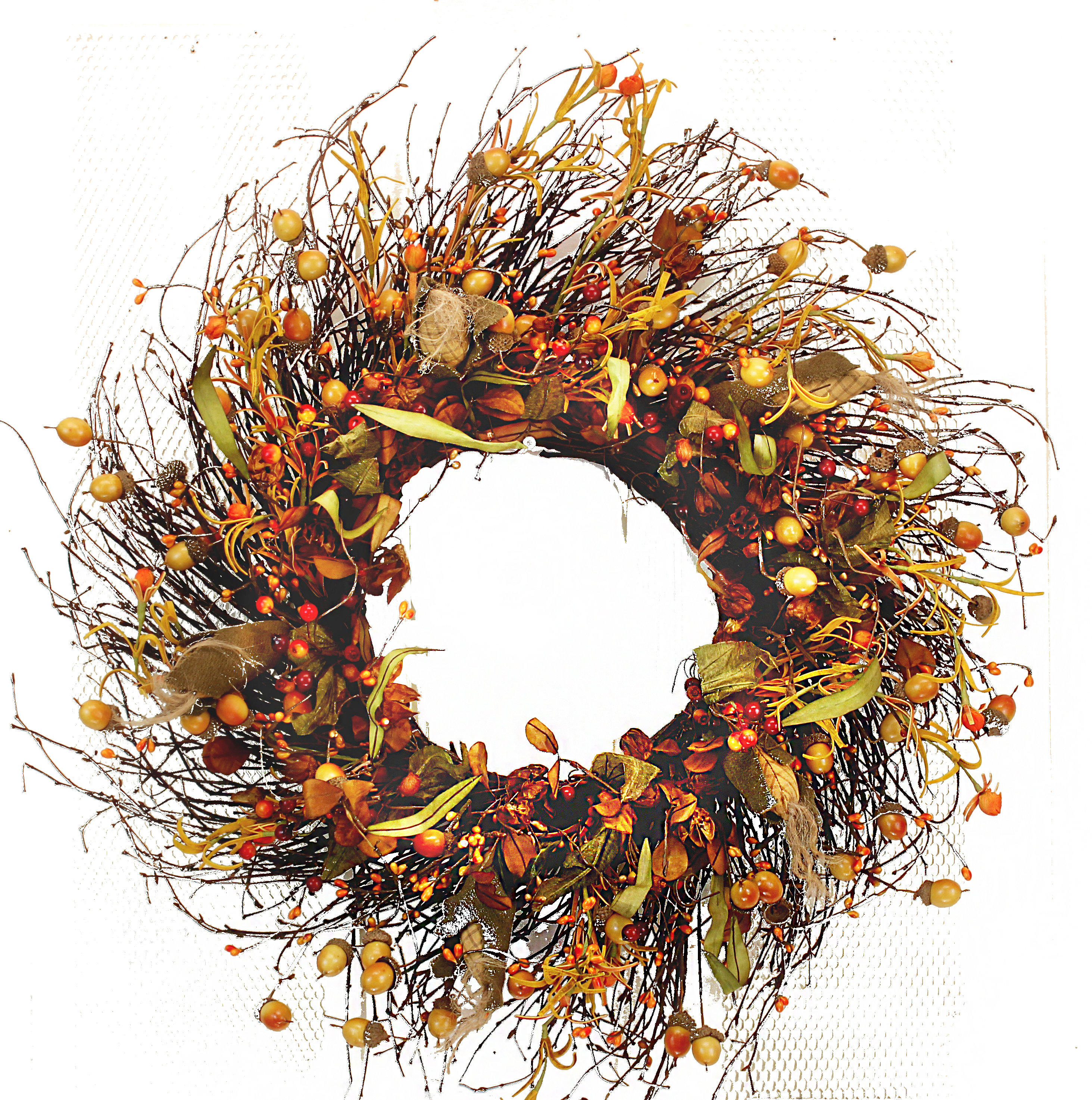 August Grove Fall Acorn Twig 19 Silk Wreath Wayfair