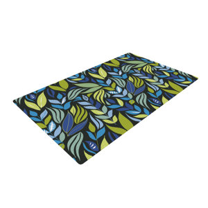 Michelle Drew Underwater Bouquet Night Green Area Rug