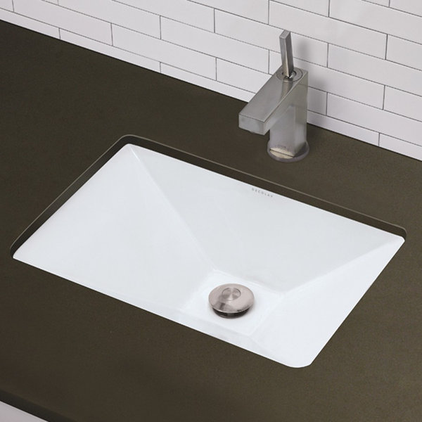 DECOLAV Amabella Classically Redefined Ceramic Rectangular Undermount Bathroom Sink with ...