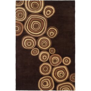 Brendle Hand-Tufted Dark Brown Area Rug