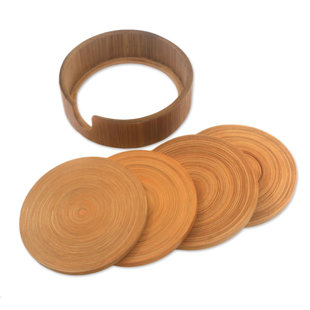 Round Bamboo Chair Wayfair Round Yogyakarta Bamboo Coaster Set Of 4
