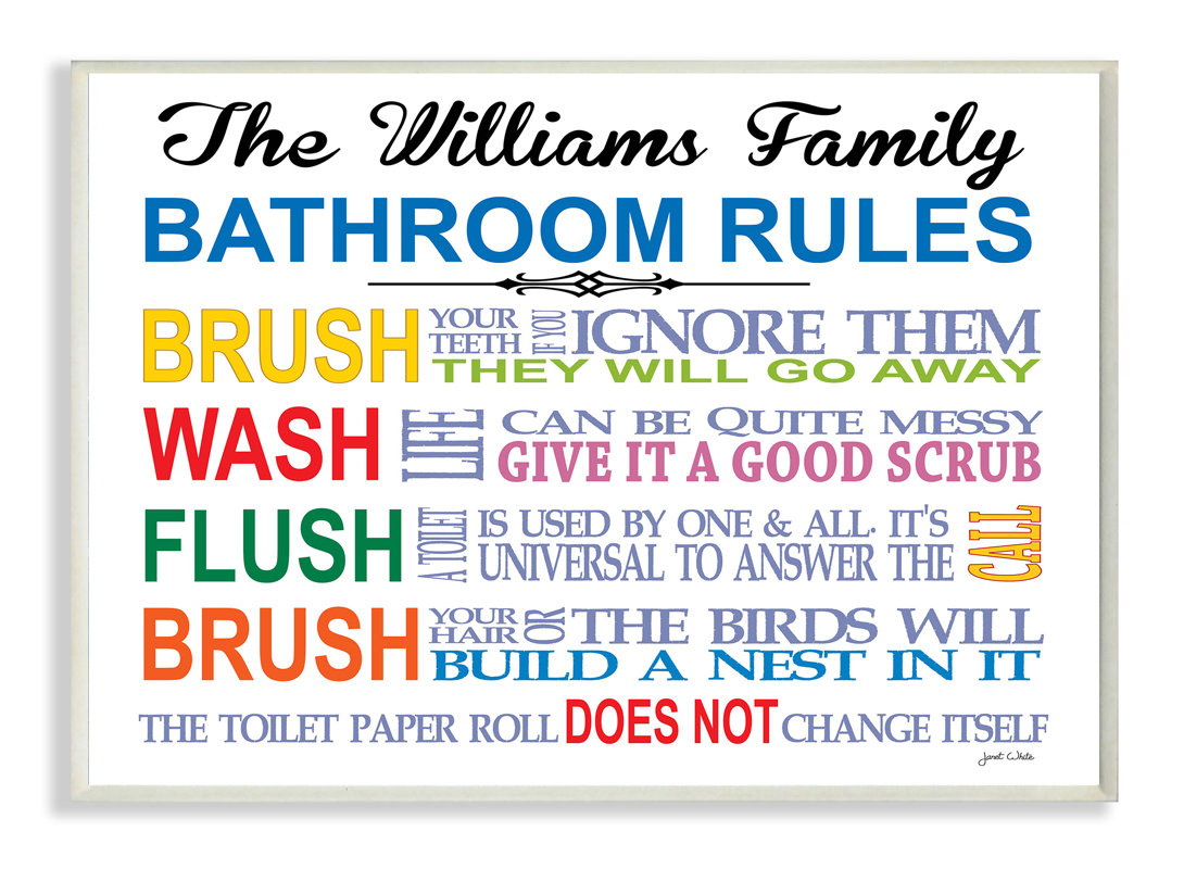 Stupell Industries Personalized Bathroom Rules Rainbow by Janet ... Stupell Industries Personalized Bathroom Rules Rainbow by Janet ...