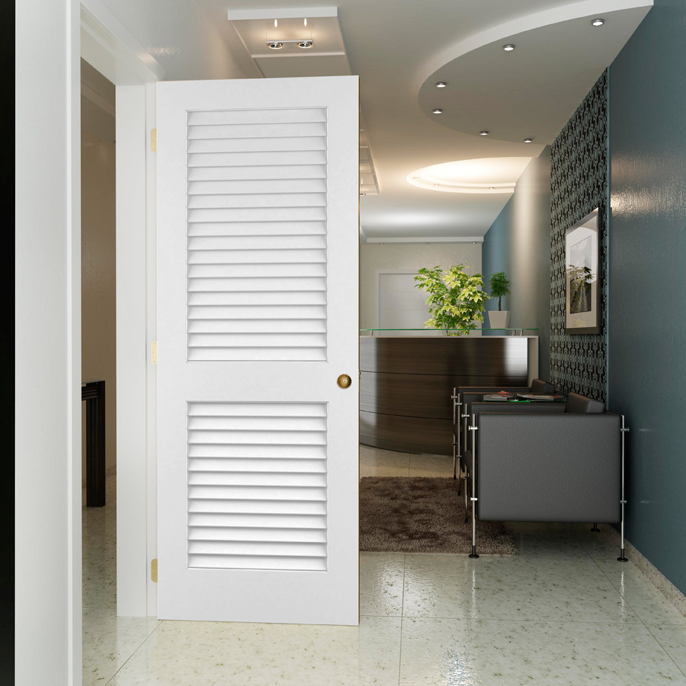 Kiby Louvered Solid Wood Primed Standard Door Reviews Wayfair