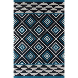 Luevano Hand-Tufted Teal Area Rug