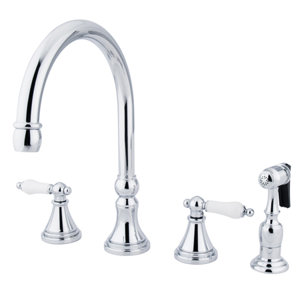 Governor Double Handle Deck Mount Kitchen Faucet with Side Spray