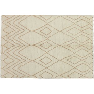 One-of-a-Kind Moroccan Hand-Knotted Ivory Area Rug