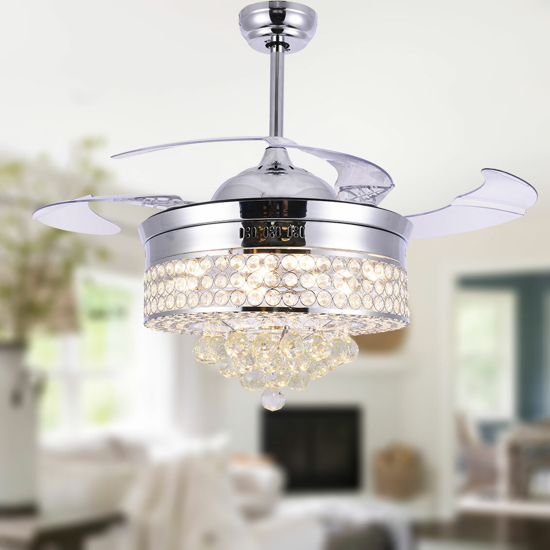 Tc Home 42 Inch Modern Style Retractable Ceiling Fan With