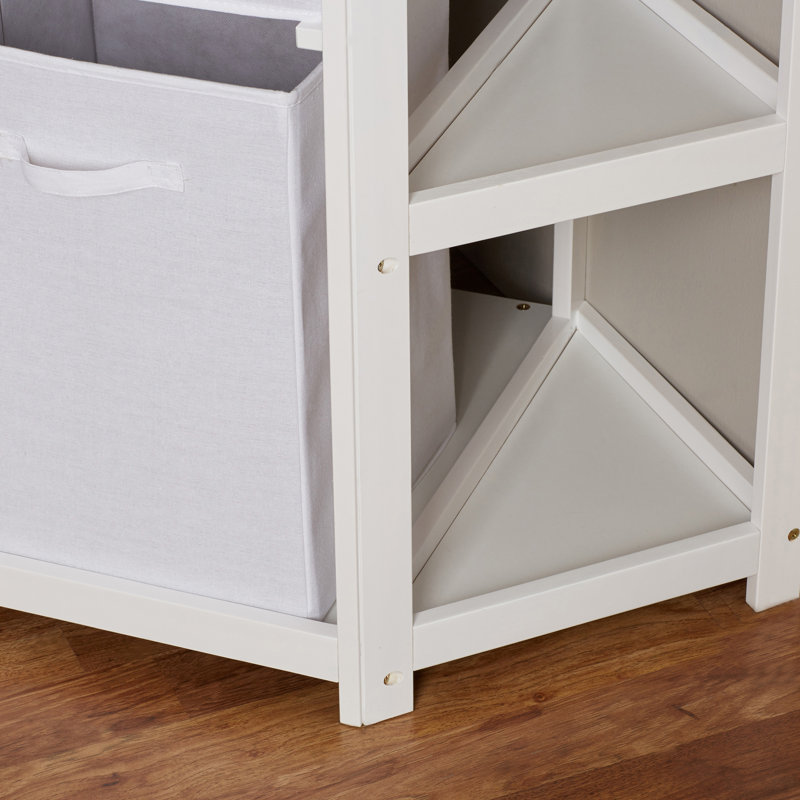 Diaper Corner Baby Changing Table with Pad and 1 Basket with Hamper