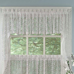 Priscilla Lace Swag Curtain Valance (Set of 2)