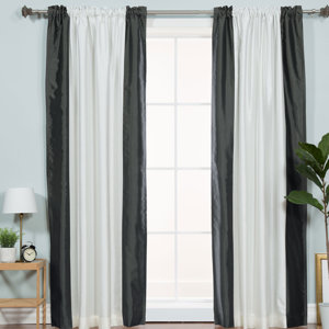 Colorblock Striped Blackout Thermal Rod Pocket Single Curtain Panel