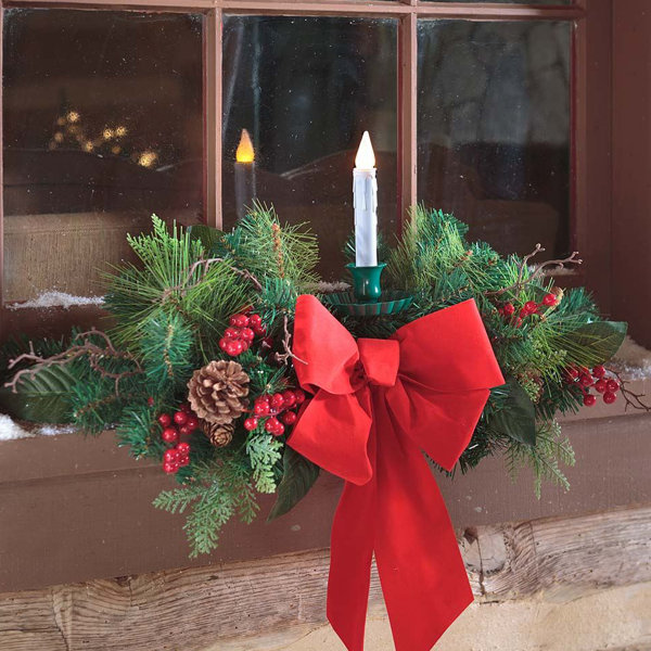 Holiday Window Swag With Candle