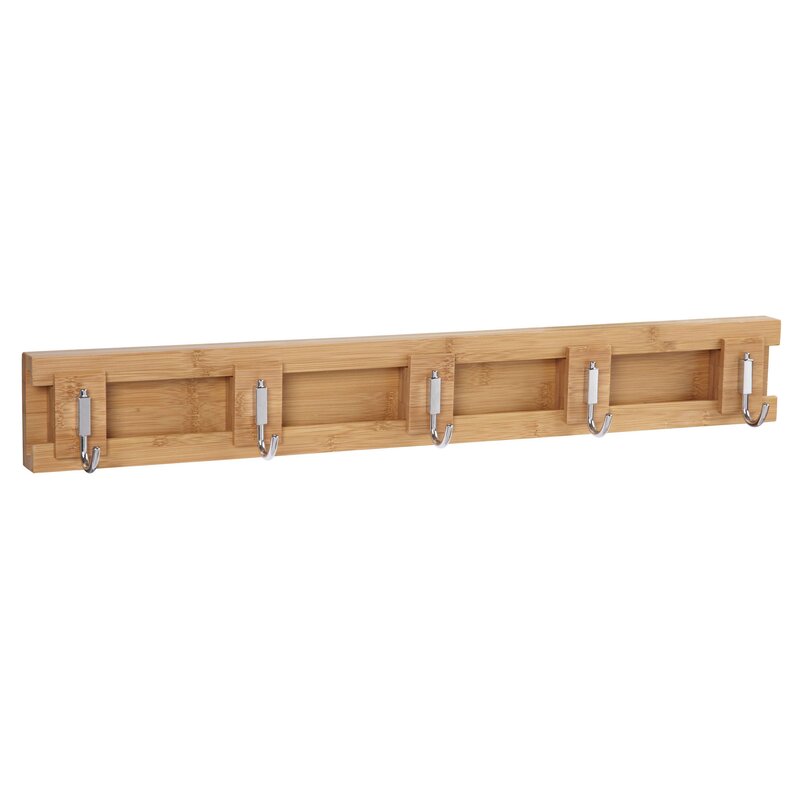 Household Essentials Bamboo Sliding 5-Hook Wall Coat Rack & Reviews ...