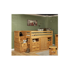 Hurst Twin Junior Loft Bed with Storage & Stairway Chest by Harriet Bee