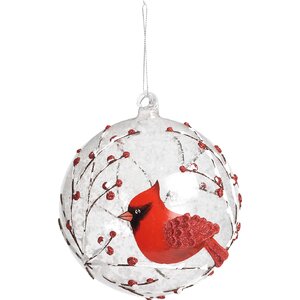 Jumbo Cardinal Glass Ball Ornament