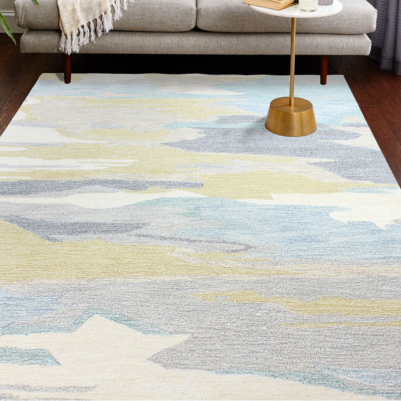 Ivy Bronx Jared Beige/Blue/Gold Area Rug, Size: Runner 26 x 8