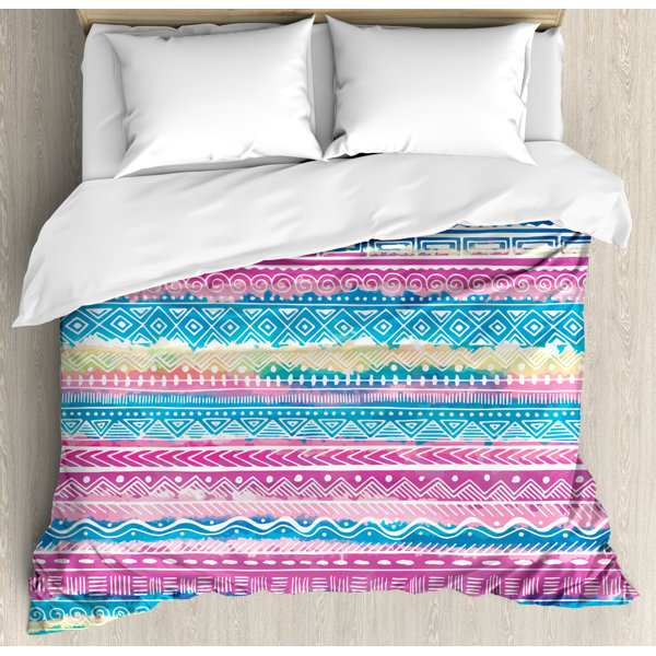 Ambesonne Tribal Tie Dye Effect Art Stripes Aquatic Theme Bohemian Ambesonne Tribal Tie Dye Effect Art Stripes Aquatic Theme Bohemian Aztec Print Duvet Cover Set Wayfair