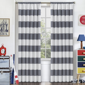 Jameson Striped Blackout Thermal Rod Pocket Single Curtain Panel