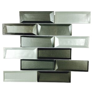 Galaxy Mix 2'' x 6'' Glass Mosaic Tile in Silver Gray/Graphite