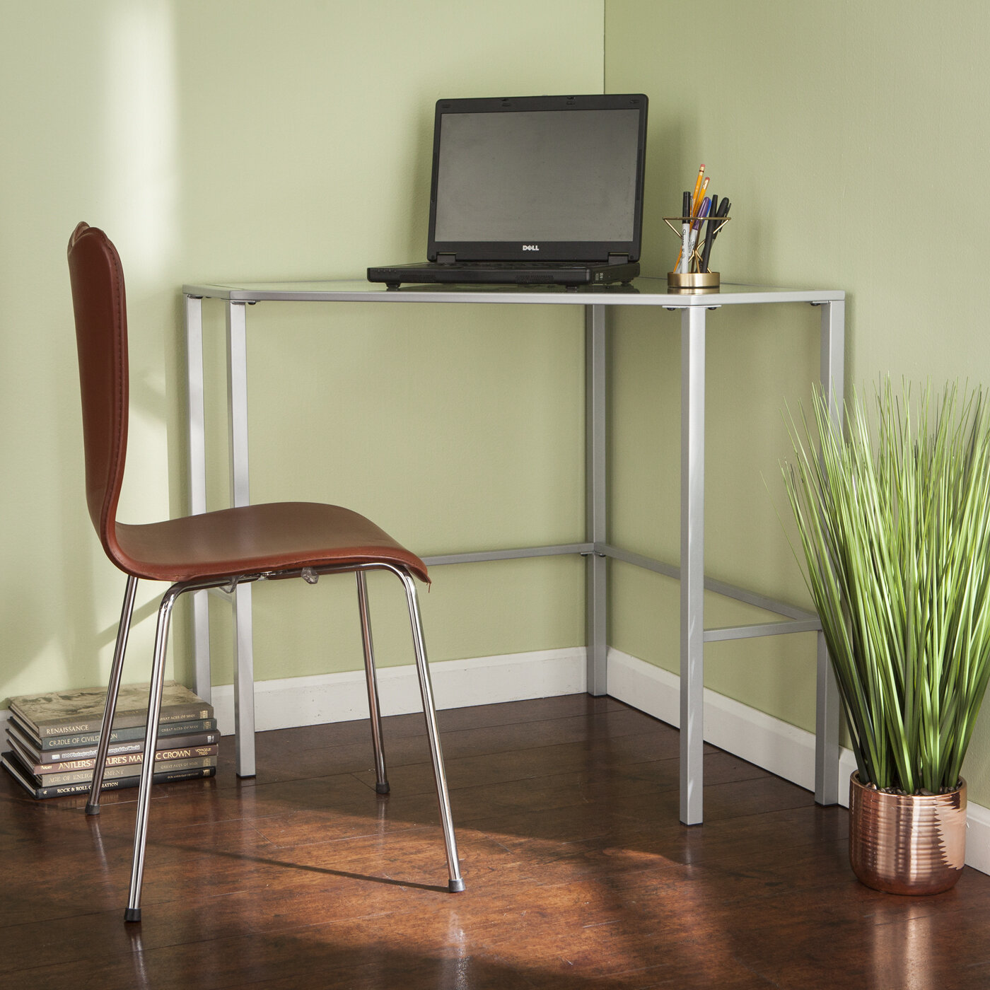 Wrought Studio Coopers Glass Corner Desk Reviews Wayfair