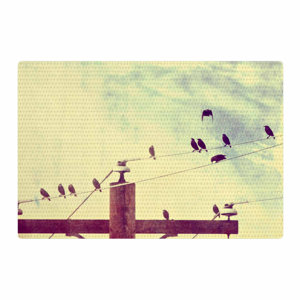 Sylvia Coomes Vintage Birds on a Wire 1 Brown Area Rug