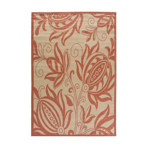 Octavius Natural / Red Outdoor Area Rug