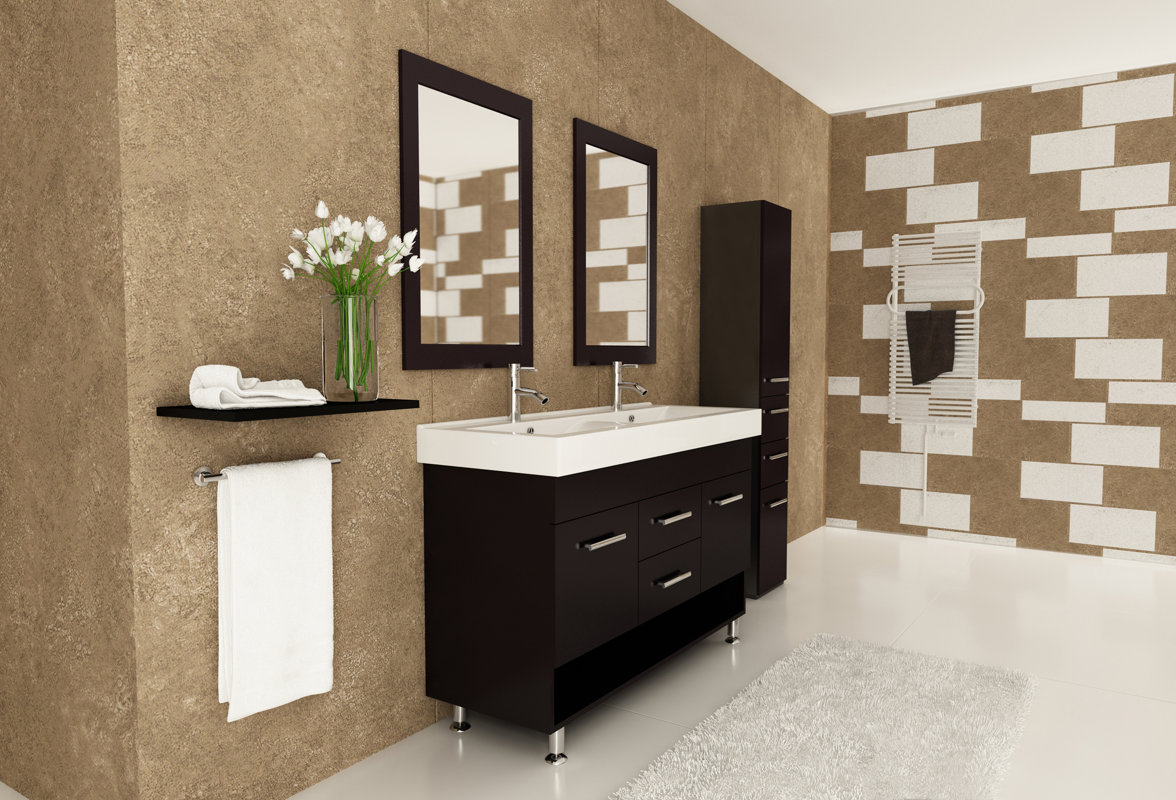 How To Paint Vinyl Bathroom Cabinets jwh living rigel 48" double bathroom vanity set & reviews | wayfair How To Paint Vinyl Bathroom Cabinets jwh living rigel 48" double bathroom vanity set & reviews | wayfair