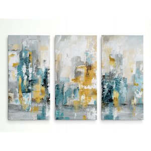 'City Views II' Acrylic Painting Print Multi-Piece Image on Gallery Wrapped Canvas