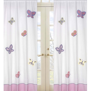 Butterfly Wildlife Semi-Sheer Rod Pocket Curtain Panels (Set of 2)