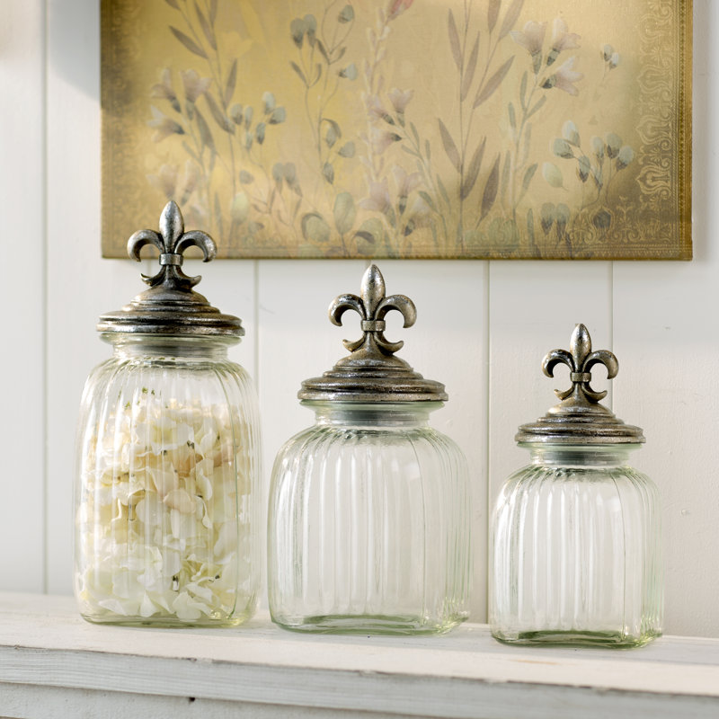 Lark Manor Glass 3 Piece Decorative Jar Set & Reviews Wayfair