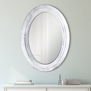 Pereira Oval Antiqued Wooden Framed Wall Mirror
