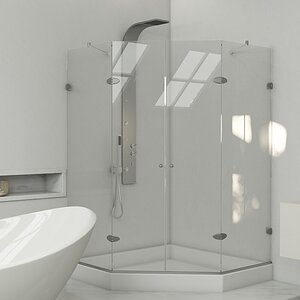 Gemini 47.625 x 47.625-in. Frameless Neo-Angle Shower Enclosure with .375-in. Clear Glass and Chrome Hardware