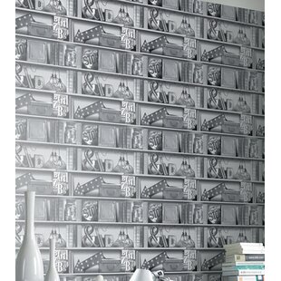 Arthouse Upcycle Bookshelf Wallpaper Mono Black And White