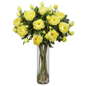 Giant Peony Silk Flower Arrangement in Yellow