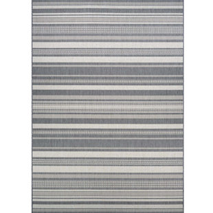 View Anguila Stripe Gray Indoor outdoor Area Rug
