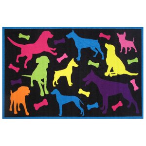 Fun Time Bow Wow Black Area Rug