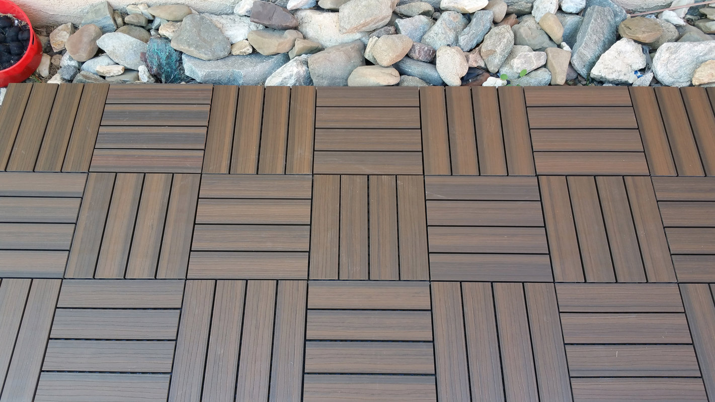 Vifah Composite Walnut 12" x 12" Interlocking Deck Tiles & Reviews Wayfair
