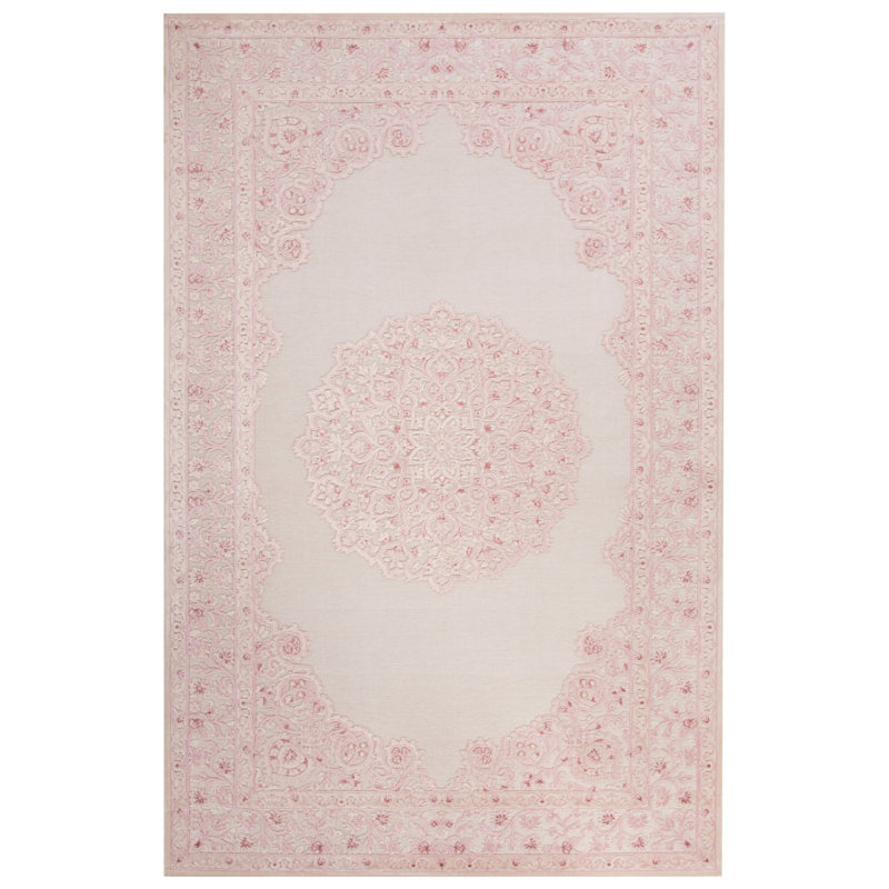 Bungalow Rose Fontanne Machine Woven Chenille Ivory Baby Pink Area Fontanne Machine Woven Chenille Ivory Baby Pink Area Rug