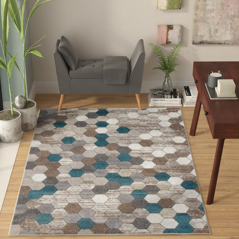 Wrought Studio Catalan Beige/Blue Indoor/Outdoor Area Rug ...